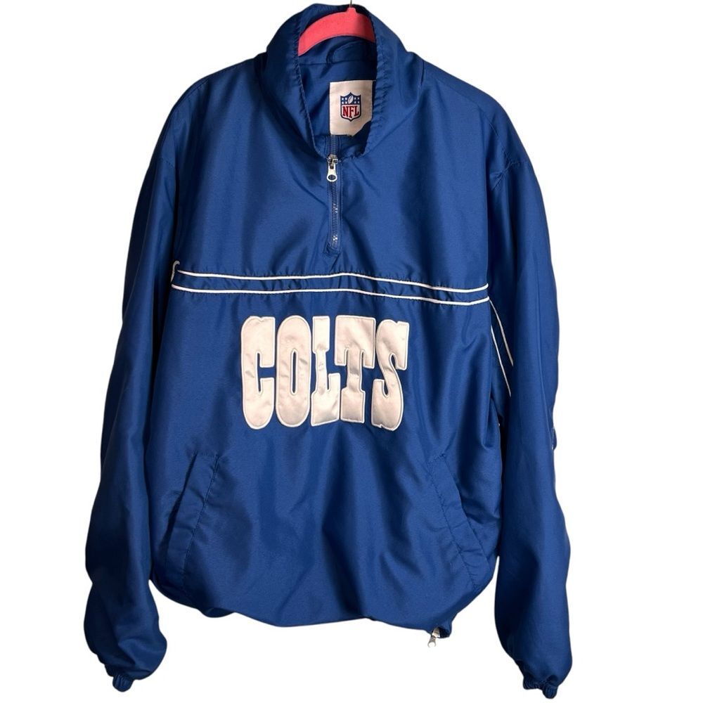 NFL Indianapolis Colts Quarter Zip Pullover Windbreaker Jacket XL FLAWED Lined